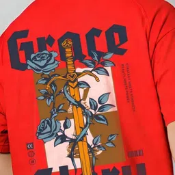 ANGERHOOD Graphic Printed Drop-Shoulder Sleeves Pure Cotton Oversized T-shirt image 3