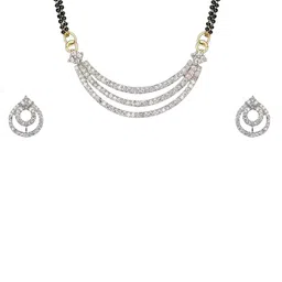 Ms Enterprises Silver-Plated Artificial Stones Studded & Beaded Mangalsutra-picture-32