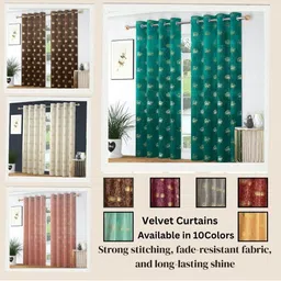 GEET CREATIONS Maroon Set of 2 Floral Long Door Curtain image 4