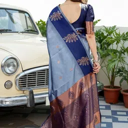 JANOI Woven Design Zari Silk Cotton Banarasi Saree image 5