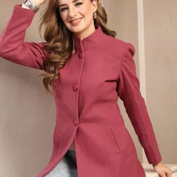 Juelle Mock Collar Longline Single-Breasted Overcoat image 3