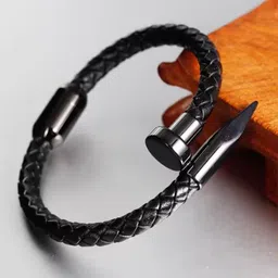 Fashion Frill Men Leather Silver-Plated Wraparound Bracelet-picture-49