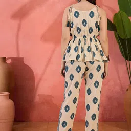 Stylum Printed V Neck Top With Trousers Co-Ords image 5