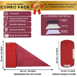 E-Retailer 2 Pieces Appliance Cover Combo Refrigerator Top Cover & Fridge Handle Cover image 5