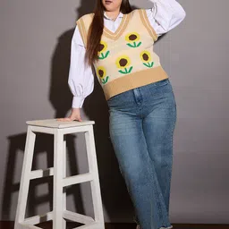 SASSAFRAS Curve Women Floral Printed Sweater Vest image 5