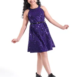 Hola Bonita Girls Embellished Round Neck A-Line Dress-picture-57
