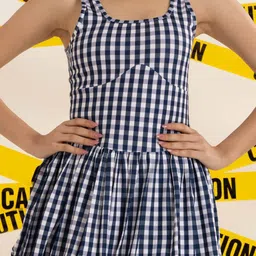 TANDUL Women Checked Satin Fit & Flare Mini Dress image 5