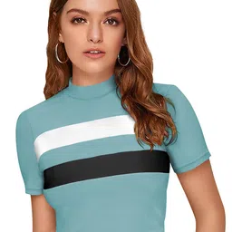 sanjana  silk SANJANA SILK Striped Crop Top-picture-13