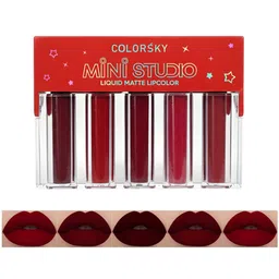 COLORSKY Set Of 5 Mini Studio Long Lasting Non Transfer Liquid Lipstick - 2.5 ml Each-image-27