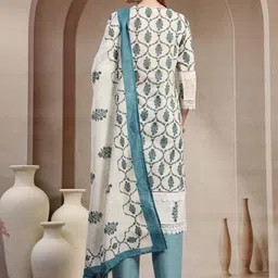 Shangri LA MS Designs Women Floral Printed Pure Cotton Kurta with Trousers & Dupatta image 3