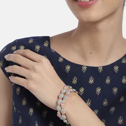 House of Pataudi Set Of 2 Gold-Plated American Diamond Studded Bangles image 2