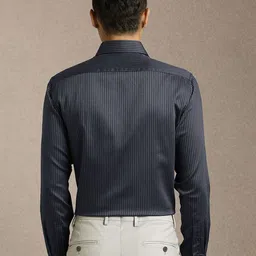 Louis Philippe Men Slim Fit Vertical Striped Spread Collar Pure Cotton Formal Shirt image 2