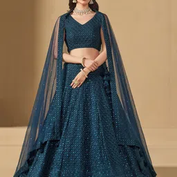 DIVASTRI Embroidered Sequinned Semi-Stitched Lehenga & Unstitched Blouse With Dupatta-picture-38