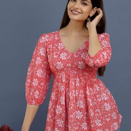 Dream Beauty Fashion Women Floral Printed Puff Sleeve Empire Top-picture-11