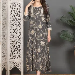 Claura Women Printed Square Neck Maxi Nightdress-picture-21