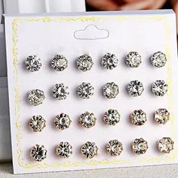 Honbon Set Of 12 Pearls Beaded Circular Shape Studs-picture-18