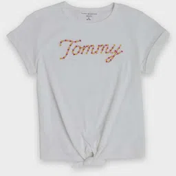 Tommy Hilfiger Girls Brand Logo Printed T-shirt-image-73