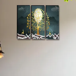 Myntra Elegant Homes Blue & White 3 Pieces Tree & Moon Wooden Wall Art-picture-16