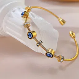 Iga collection Unisex Gold-Plated Stainless Steel Stones Studded Bangle-Style Bracelet-picture-26
