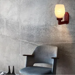 1ST TIME White & White Textured Wood Traditional Cylinder Shaped Wall Lamp image 3