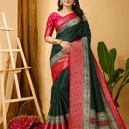 V3 FASHION STUDIO Ethnic Motifs Zari Art Silk Saree-image-81