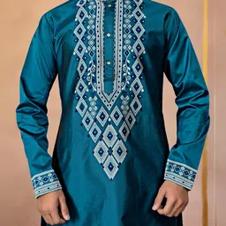 House Of Sanskruti Men Jacquard Handloom Kurta image 3