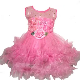 kids fashion hub Floral Georgette Fit & Flare Dress-image-50