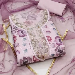 HERE&NOW Embellished Organza Unstitched Dress Material-picture-16