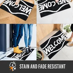 Kuber Industries 6Pcs Charcoal Black Brown Printed Rectangle Anti Skid Doormats image 4