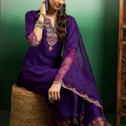 KALINI Women Embroidered Art Silk Kurta Sets With Dupatta image 5