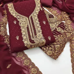 LeeliPeeri Designer Embroidered Unstitched Dress Material-image-34