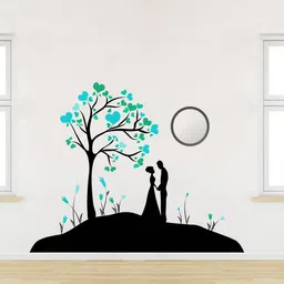 rawpockets 15 cm Lovely Couple Under the Tree�Wall Sticker Self Adhesive Sticker image 2