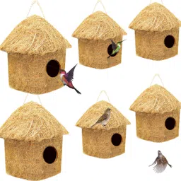 liveonce NATURAL CLASSIC HUT BIRD HOUSE FOR ALL BIRDS PACK OF 9 Bird House image 2