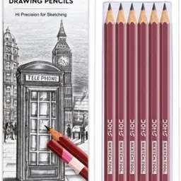 doms DRAWING PENCIL SET OF 6 WITH ERASER Pencil image 1
