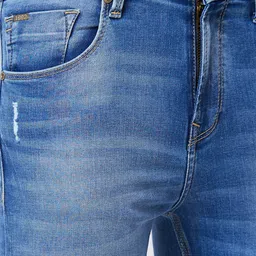 SPYKAR Men Tapered Fit Mildly Distressed Heavy Fade Whiskers Cotton Jeans image 3