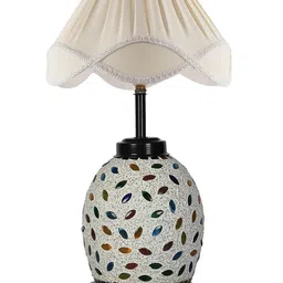 Devansh Beige Textured Cotton Contemporary Frustum Shaped Table Lamp image 5