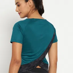 tvastra Women Solid Round Neck Polyester Dark Green T-Shirt image 2