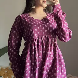 radhajithelable Casual Regular Sleeves Printed Women Purple Top-picture-23