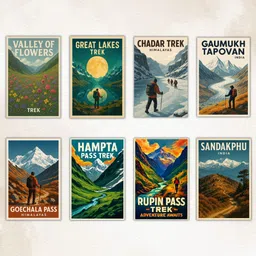 ekdali Outdoor Adventure Wall Art | Chadar Trek, Gaumukh Tapovan, Goechala Pass, Great Lakes Trek, Hampta Pass, Rupin Pass, Sandakphu, Valley of Flowers | Wall Decor for Men | Adventure Travel Prints Paper Print-picture-29