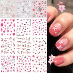 s.a.v.i 12 Sheets DIY Nail Art Water Transfer Decals Pink Flower Cherry Blossom Stickers-picture-23