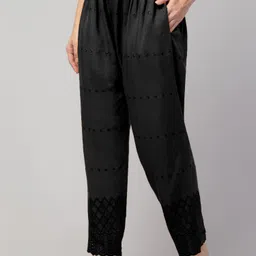 fambee Women Relaxed Black Viscose Rayon Trousers image 5