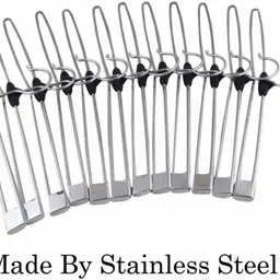 lashkara Lockable Push clip design for sarees, pants, skirts, clothes Steel Trousers Pack of 12 Hangers For Trousers image 2