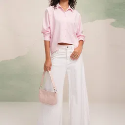 tokyo talkies Women Regular Fit Self Design Cut Away Collar Casual Shirt image 3