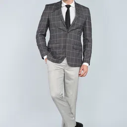 park avenue Men Checkered Single Breasted Formal Blazer image 2