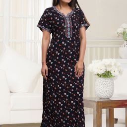 NIGHTFAB Printed Rayon Maxi Nightdress-picture-3