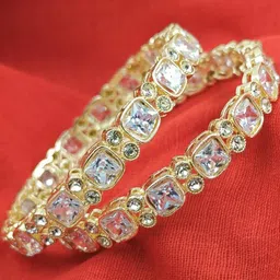 oneys collection Set Of 2 Gold Plated Cubic Zerconia Bangle-picture-36