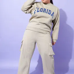 SASSAFRAS Curve Printed Round-Neck Sweatshirt With Trousers Co-Ords Set-picture-17