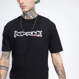 glitchez Typography Printed Relaxed Fit T-shirt-image-7
