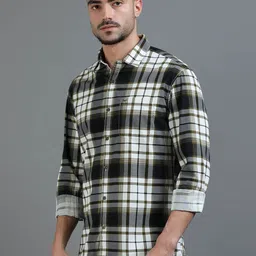RIGS AND RAGS Smart Tartan Checked Spread Collar Chest Pocket Cotton Casual Shirt image 2