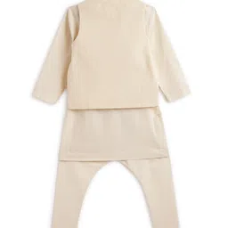 Tiber Taber Boys Band Collar Pure Cotton Maharajah Kurta With Churidar & Jacket image 3